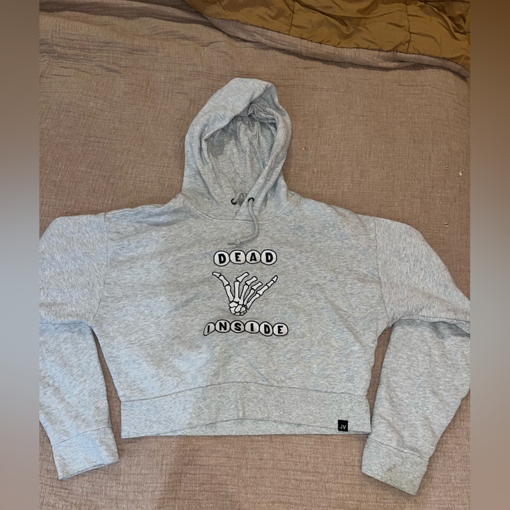 Jac Vanek Gray Women’s Hoodie with Skeleton Print